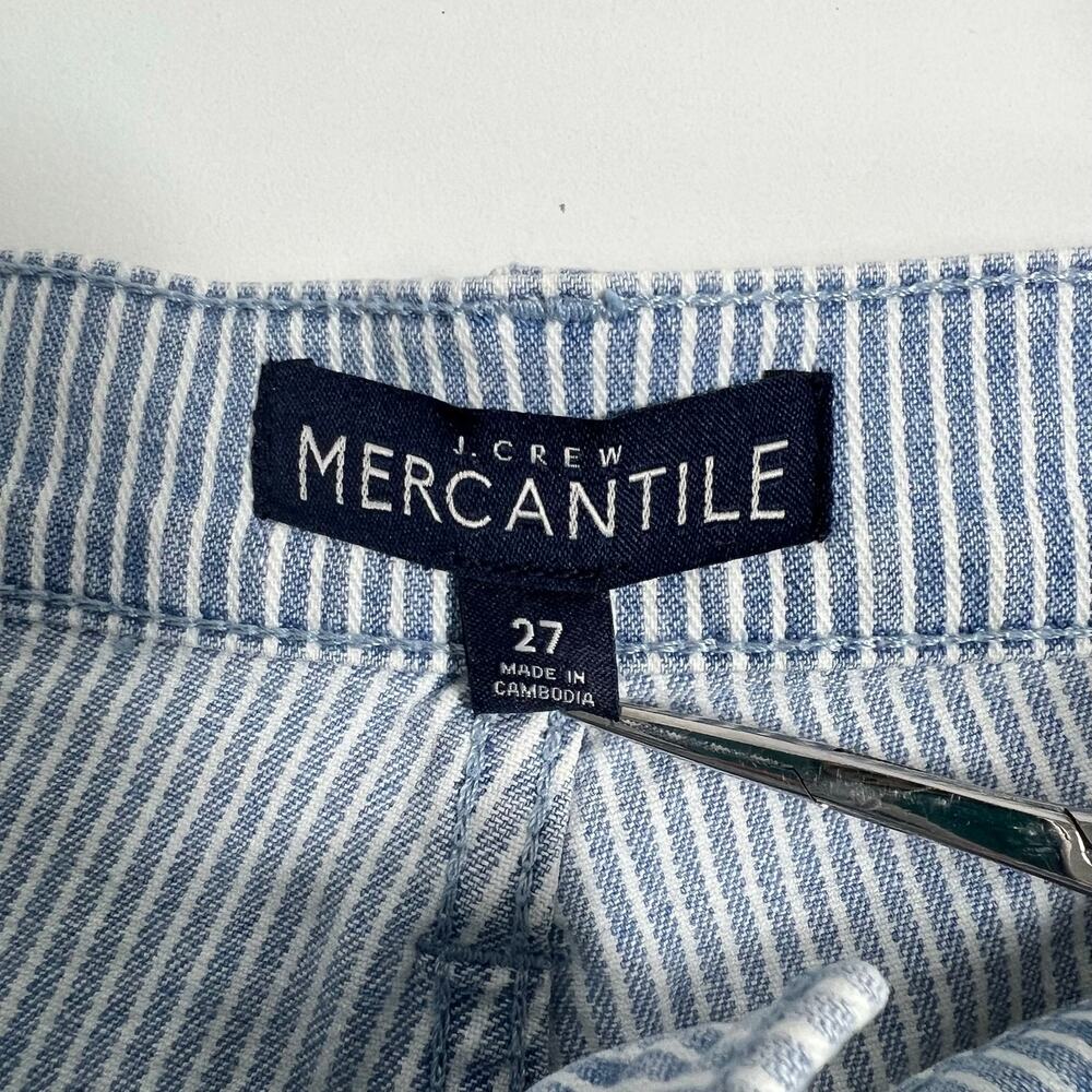 J Crew High Rise Cutoff Boy Short with Piper Stripe Blue Womens 27 - Picture 5 of 7